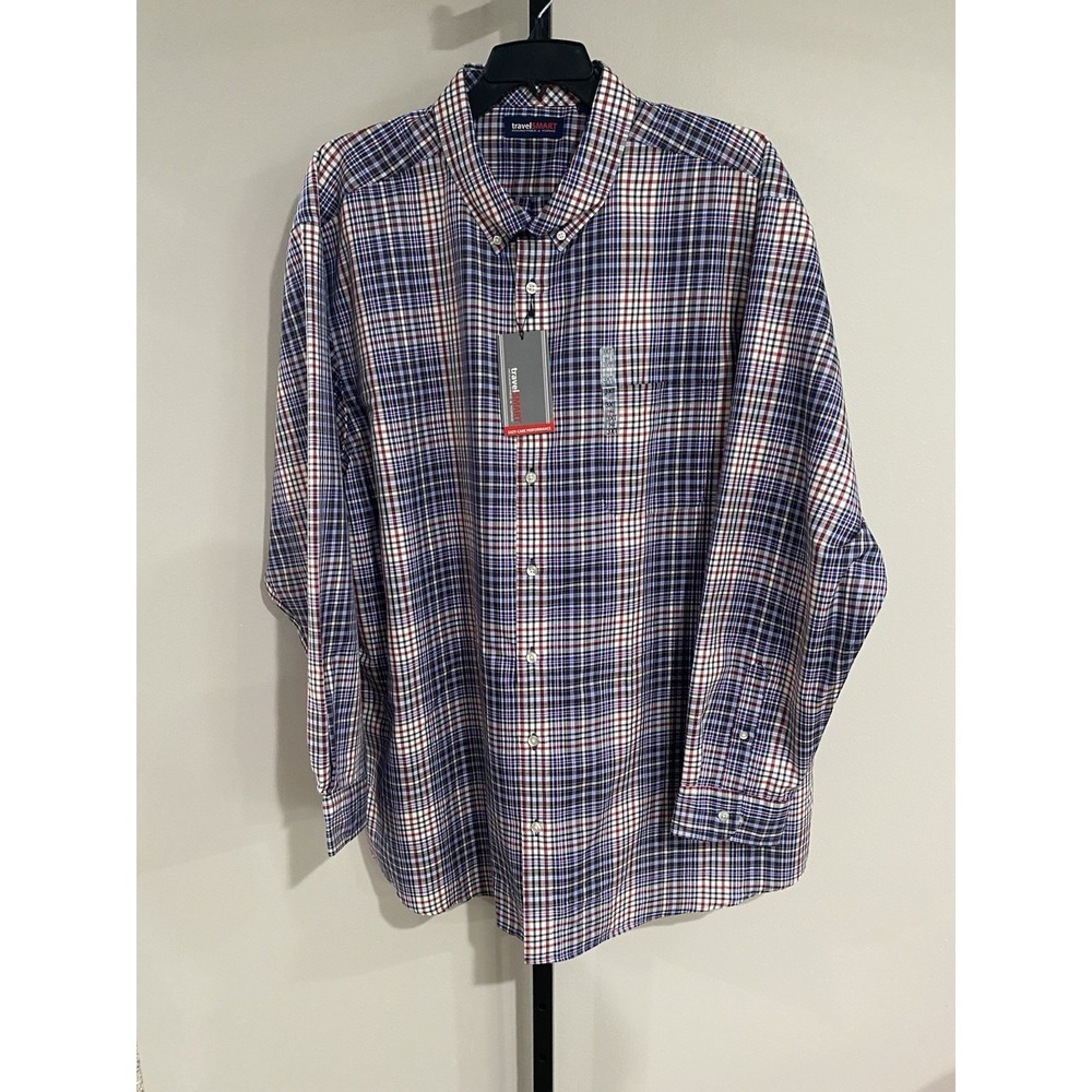 Travel Smart mens shirt button down red blue BIG TALL 3XT BRAND NEW‎ $69.50 A2